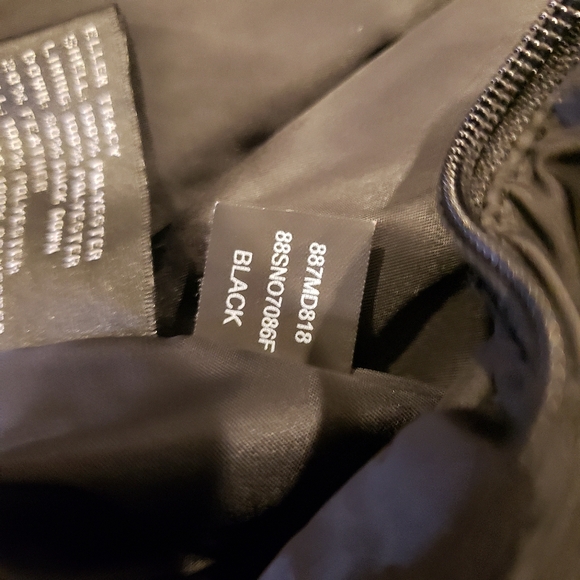 Ellen Tracy Duck Down Puffer Long Winter Coat Black Feather Size Small - Picture 10 of 10